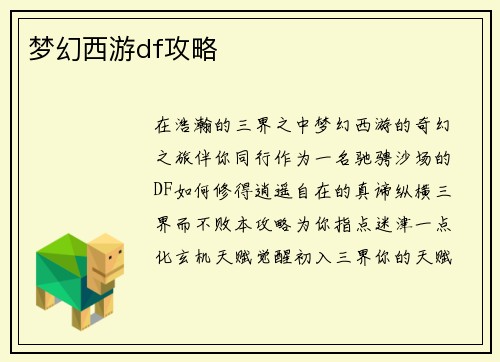 梦幻西游df攻略